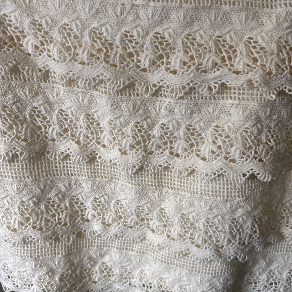 American Eagle Crocheted Skirt Size 12 Boho Tiered Lace Short Zip Ivory Cream - Picture 2 of 6